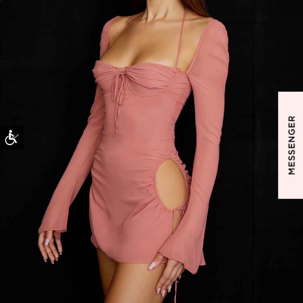 HOUSE OF CB BABY CHIFFON PINK MINI DRESS